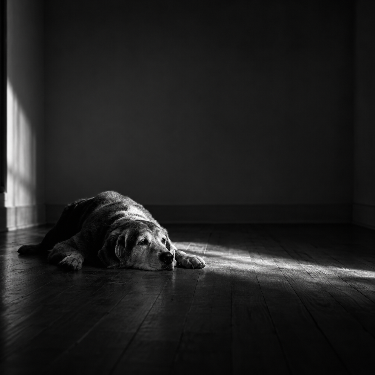 Oudere hond komt moeilijk overeind