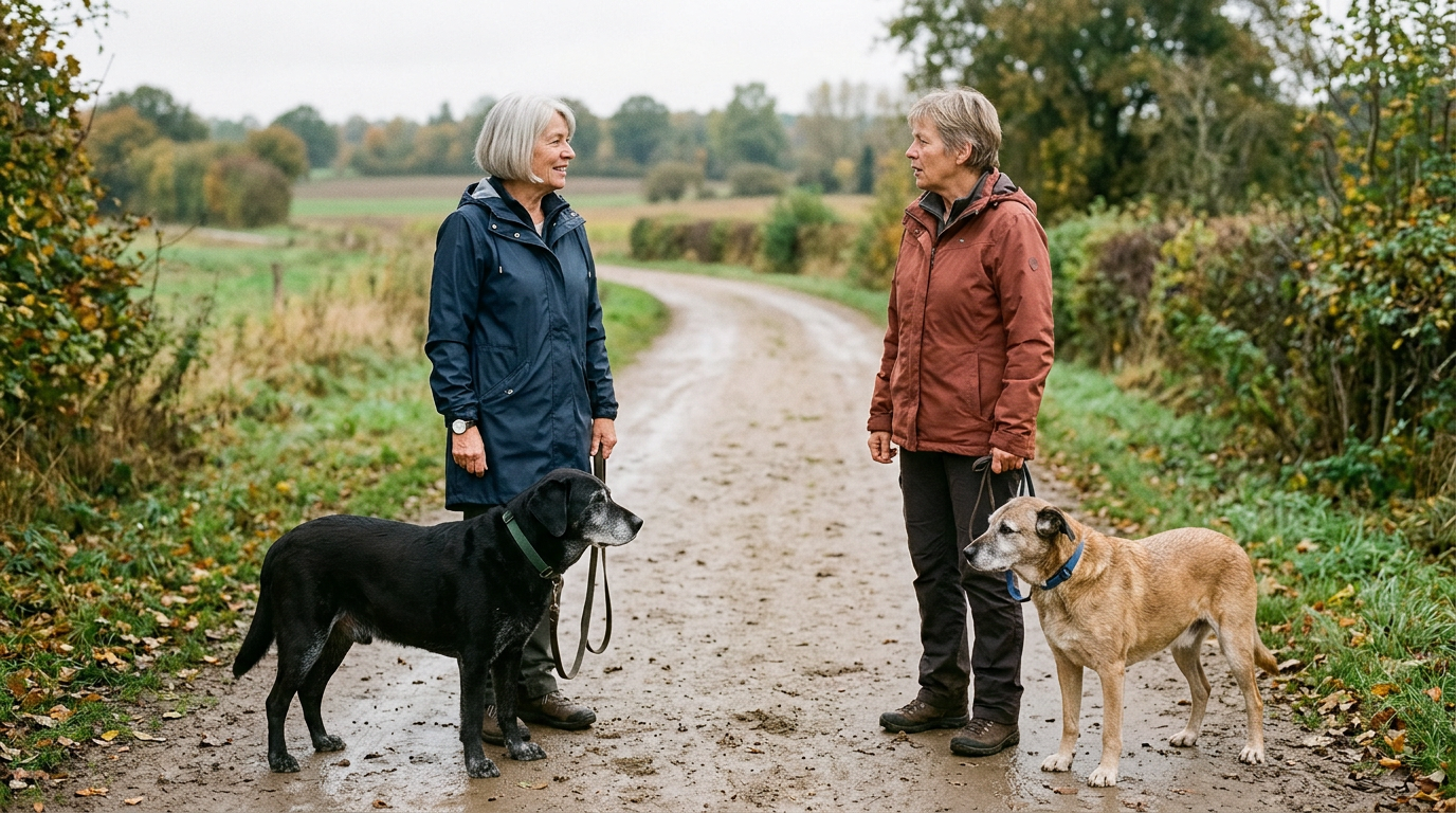 Zwei Nachbarinnen auf dem Feldweg